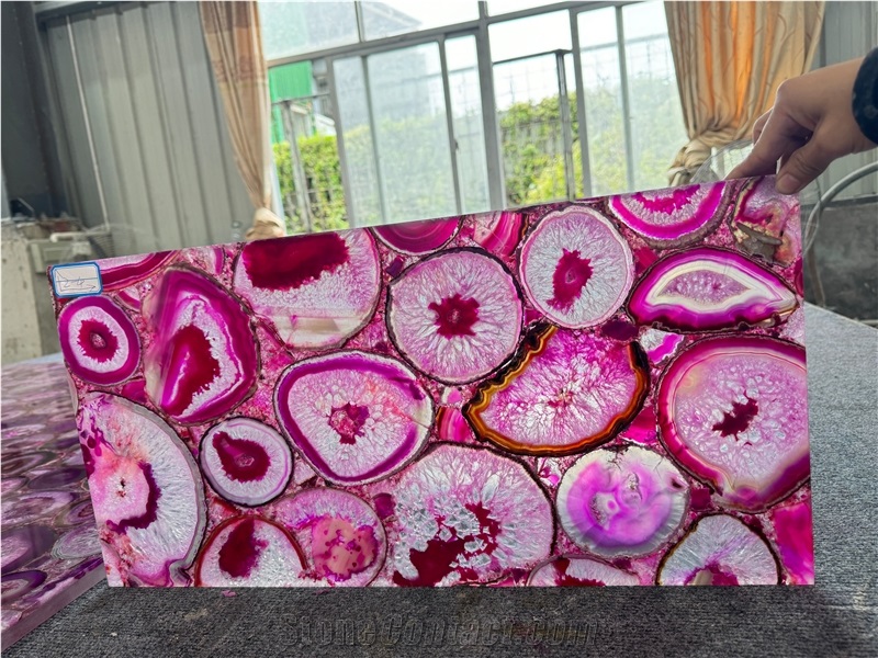Pink Agate Semiprecious Stone Slabs