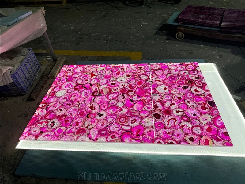 Pink Agate Semiprecious Stone Slabs