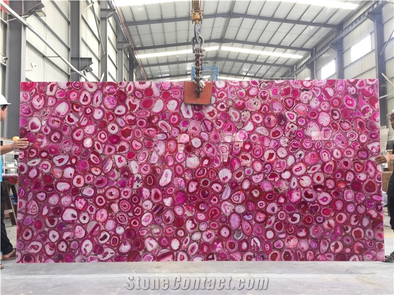 Pink Agate Semiprecious Stone Slabs