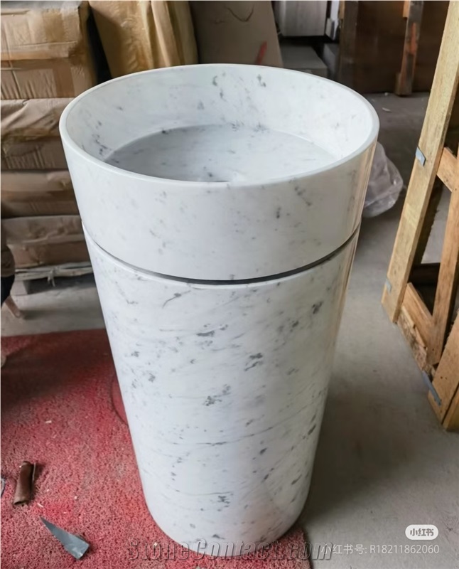 Freestanding Natural Stone Marble Pedestal Basin