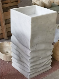 Freestanding Natural Stone Marble Pedestal Basin