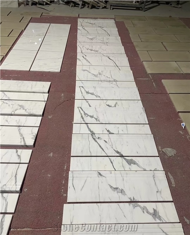 Natural Stone Calacatta White Marble Stair Staircase