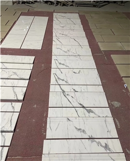 Natural Stone Calacatta White Marble Stair Staircase