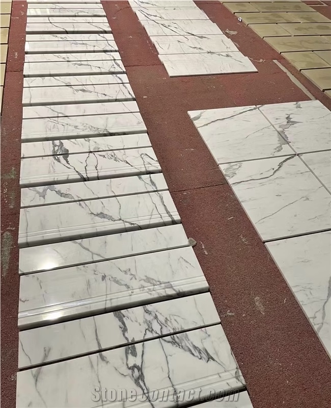 Natural Stone Calacatta White Marble Stair Staircase