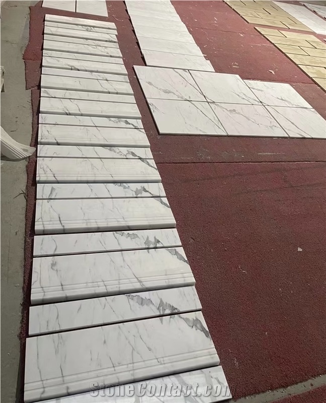 Natural Stone Calacatta White Marble Stair Staircase