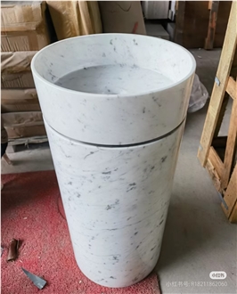 Natural Stone Carrara White Marble Wash Sinks Vanity Tops