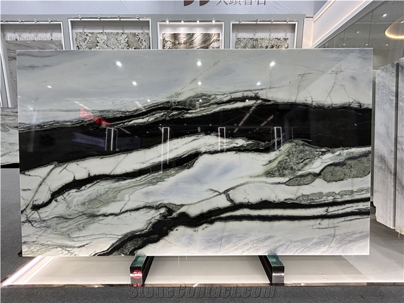 Brazilian Panda White Marble Slabs