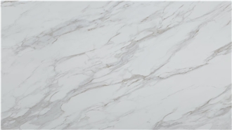 White New 7009 Calacatta Delicato PD Printed Quartz Slabs