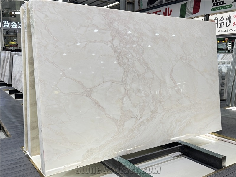 Dover White Cream Polished Slabs For Wall-Cladding