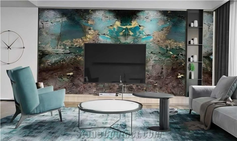 Amazon Green Quartzite Slabs For Hotel Villa Wall Decoration