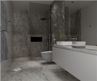Bianco Carrara White Marble Slabs For Bathroom Decor