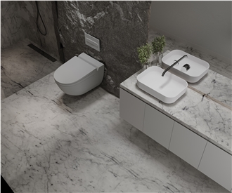 Bianco Carrara White Marble Slabs For Bathroom Decor