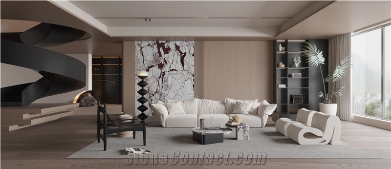 Calacatta Burgundy Marble Slabs For Hotel Villa Decoration