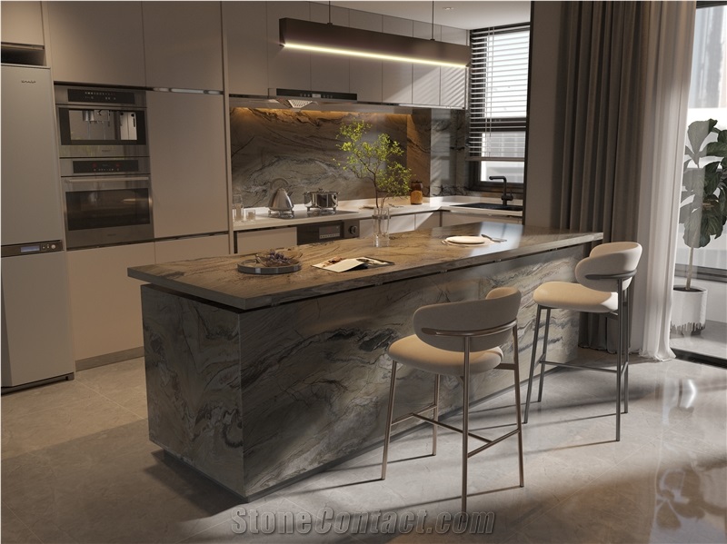 Calacatta Macaubas Quartzite Slabs For Interior Design