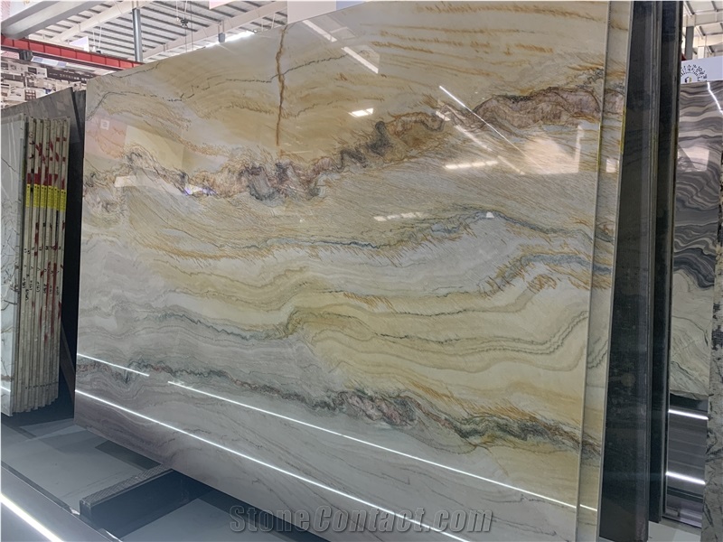 Calacatta Macaubas Quartzite Slabs For Villa Decoration
