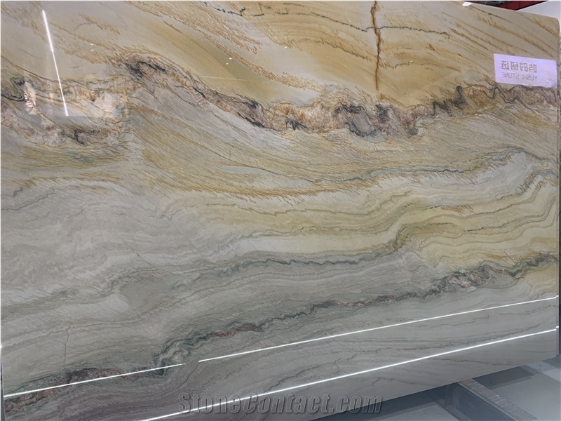 Calacatta Macaubas Quartzite Slabs For Villa Decoration