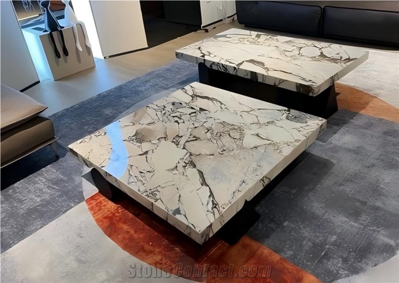Calacatta Viola Marble Square Coffee Table For Home