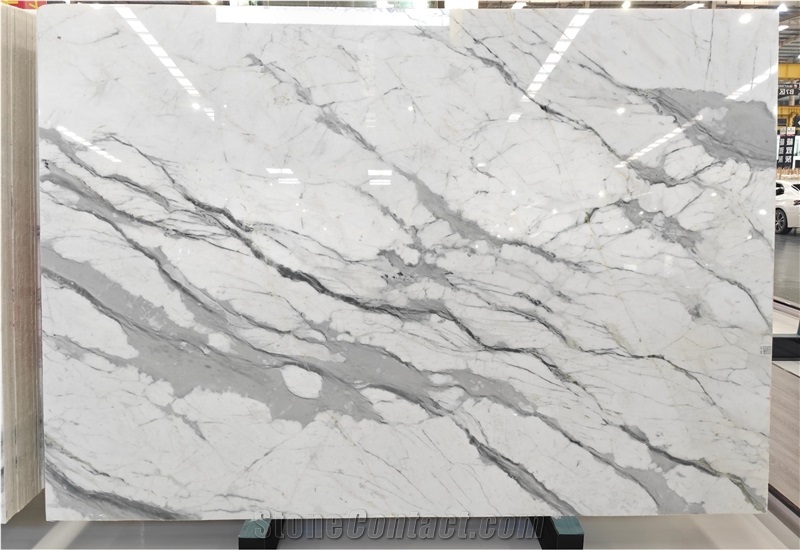 Chinese  Calacatta White Marble Slabs For Panels Wall