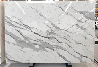 Chinese  Calacatta White Marble Slabs For Panels Wall