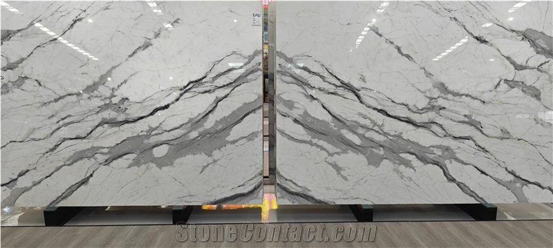 Chinese  Calacatta White Marble Slabs For Panels Wall
