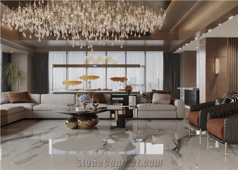 Chinese  Calacatta White Marble Slabs For Panels Wall