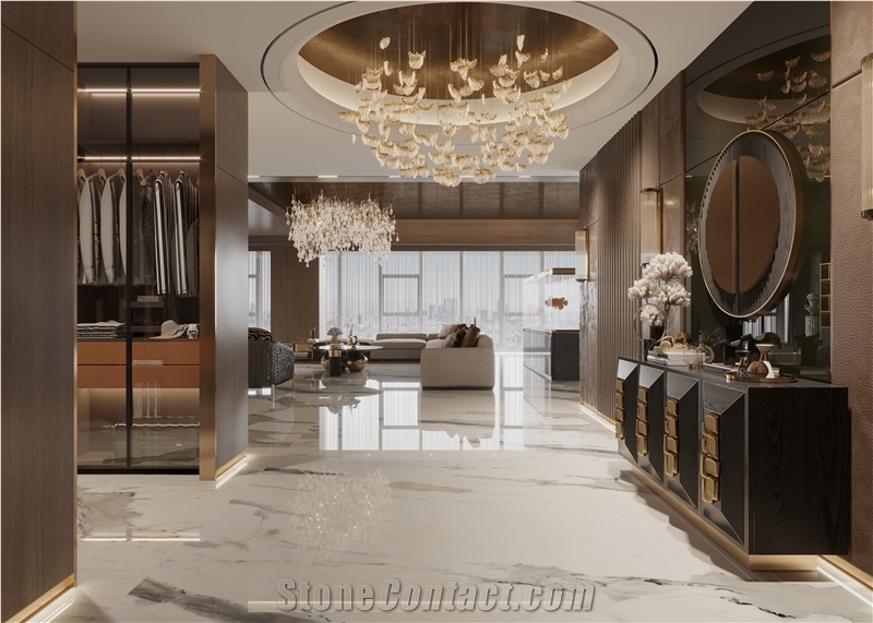 Chinese  Calacatta White Marble Slabs For Panels Wall