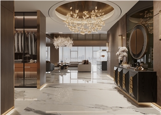 Chinese  Calacatta White Marble Slabs For Panels Wall
