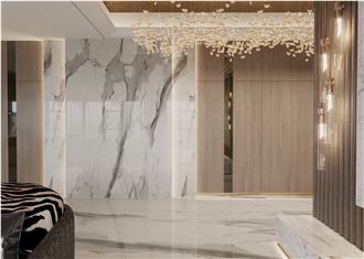 Chinese  Calacatta White Marble Slabs For Panels Wall