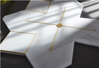 Creative Design Brass Inlaid White Marble Mosaic Tiles