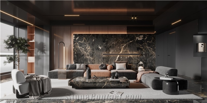 Golden Galaxy Marble Slabs For Parlour Floor And Decoration