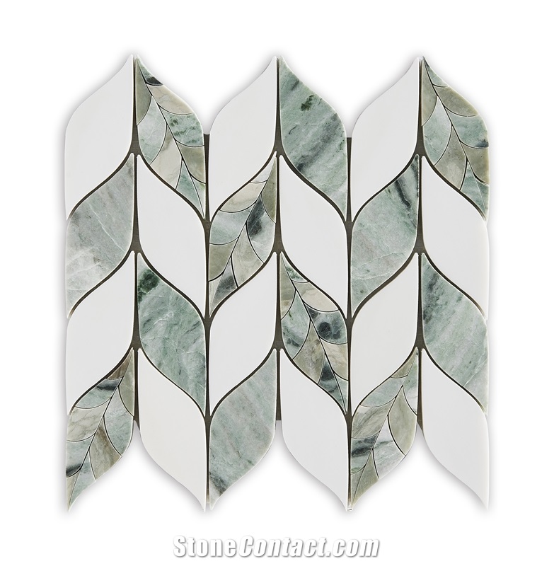 Leaf Shape Marble Mosaic Tiles For Bathroom Wall Decoration