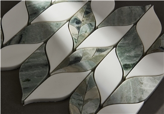 Leaf Shape Marble Mosaic Tiles For Bathroom Wall Decoration