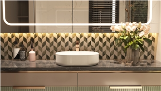Leaf Shape Marble Mosaic Tiles For Bathroom Wall Decoration