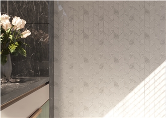 Leaf Shape Marble Mosaic Tiles For Bathroom Wall Decoration