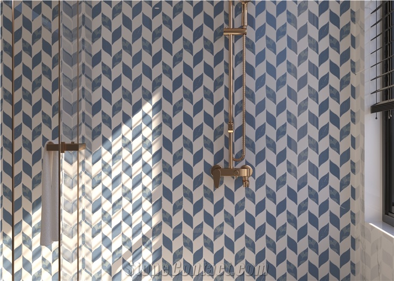 Leaf Shape Marble Mosaic Tiles For Bathroom Wall Decoration