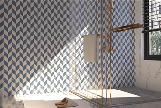 Leaf Shape Marble Mosaic Tiles For Bathroom Wall Decoration