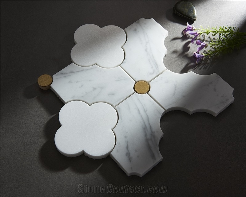 Marble Water Jet Mosaic Tiles For Kitchen Wall And Floor