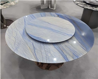 Modern Azul Macaubas Quartzite Dining Table For Home Kitchen