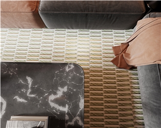 Modern Brass Inlaid White And Green Marble Mosaic Tiles