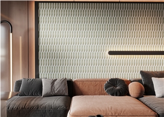 Modern Brass Inlaid White And Green Marble Mosaic Tiles