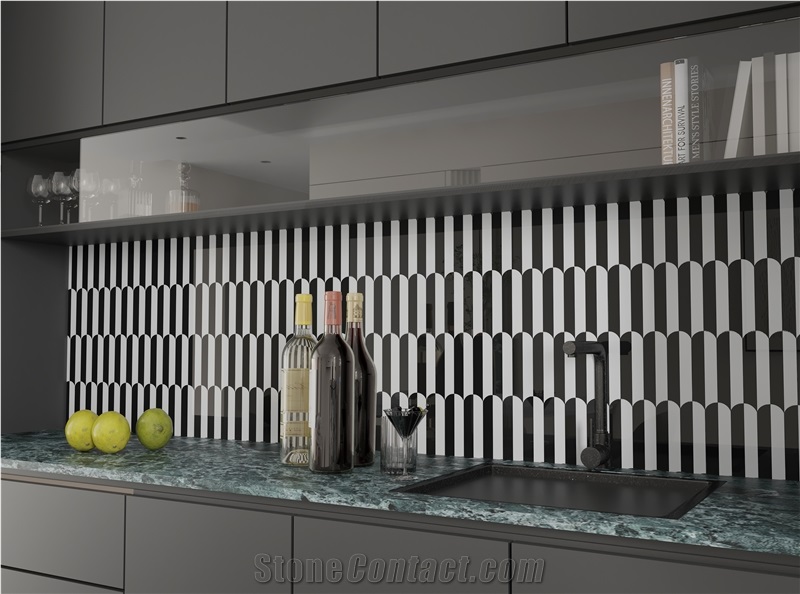 Modern Design Black And White Contrast Marble Mosaic Tiles
