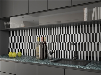 Modern Design Black And White Contrast Marble Mosaic Tiles