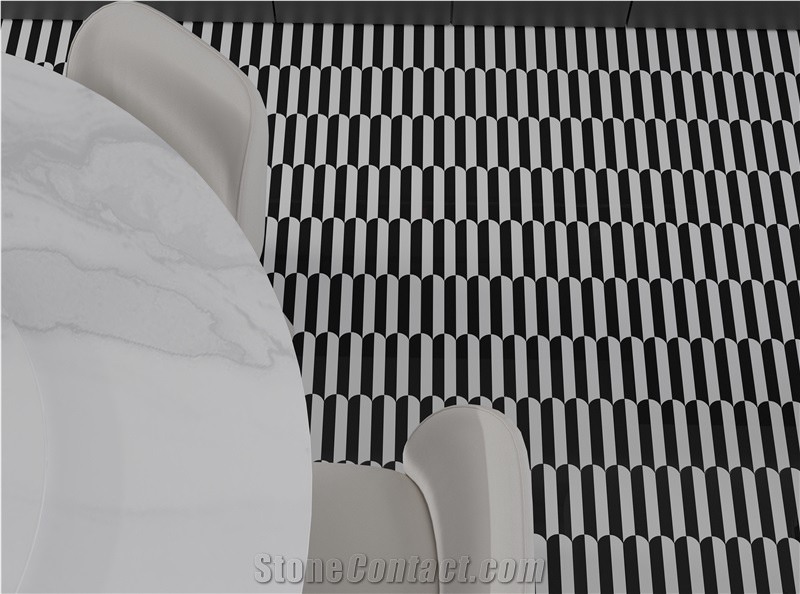 Modern Design Black And White Contrast Marble Mosaic Tiles