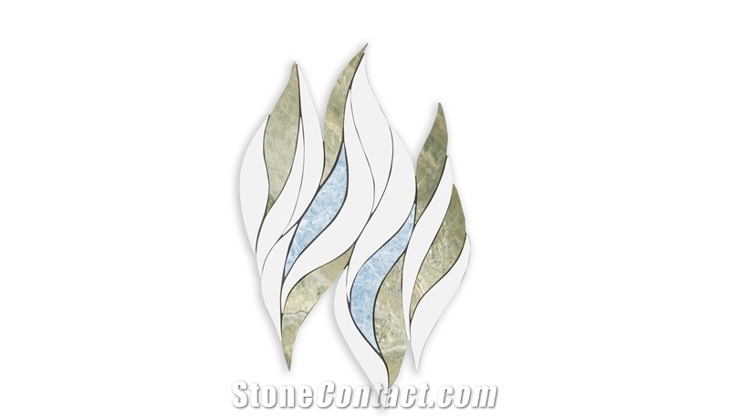Modern Design Feather-Shaped Marble Water Jet Mosaic Tiles