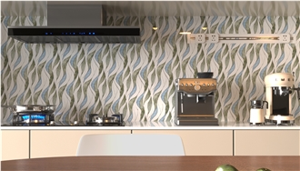 Modern Design Feather-Shaped Marble Water Jet Mosaic Tiles