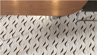 Modern Design Feather-Shaped Marble Water Jet Mosaic Tiles