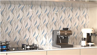 Modern Design Feather-Shaped Marble Water Jet Mosaic Tiles