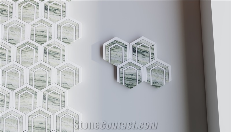 Modern Design Hexagonal Marble Mosaic Tiles For Wall Floor