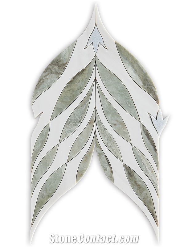Modern Design Maple Leaf Shape Marble Water Jet Mosaic Tiles