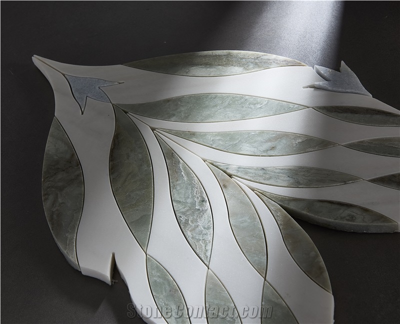 Modern Design Maple Leaf Shape Marble Water Jet Mosaic Tiles